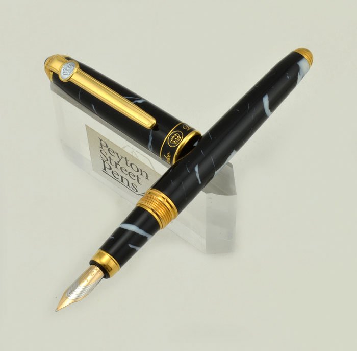 Duke Magnate Fountain Pen - Black Marble Italian Resin, 14k Nib